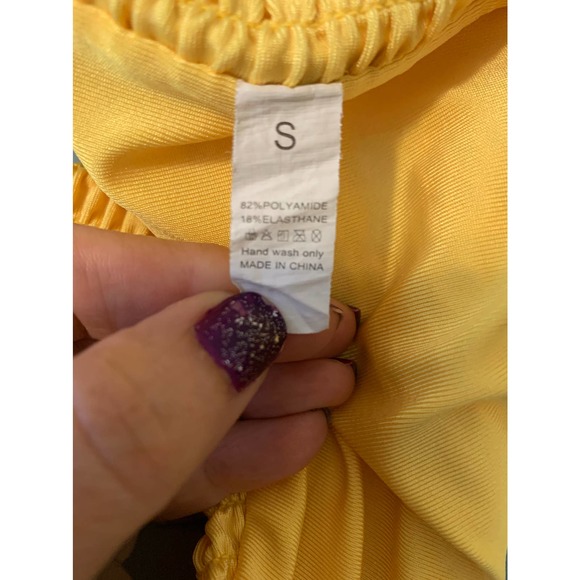 Yellow strapless two piece strings bikini size small - Picture 5 of 7